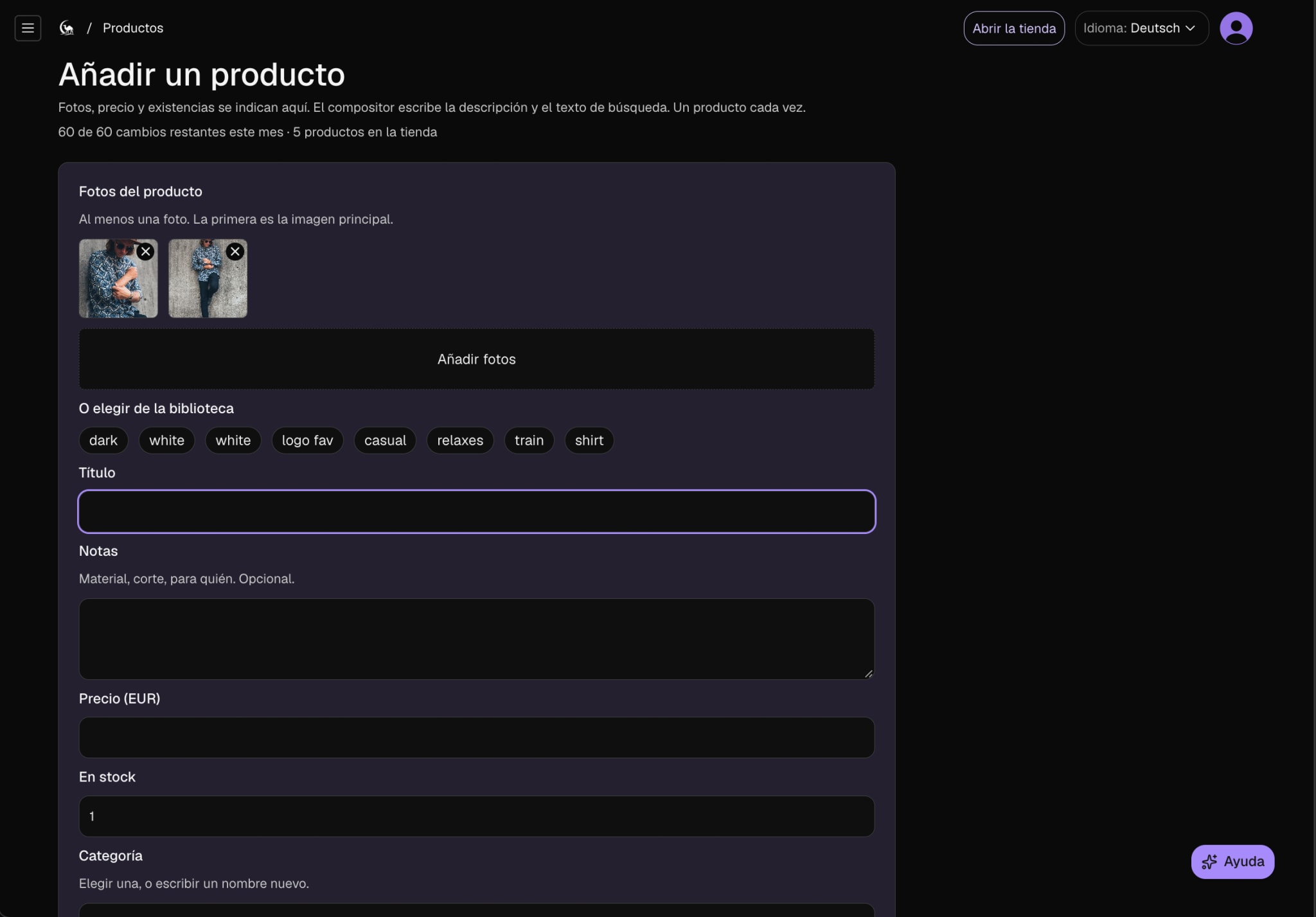 Gestión de productos